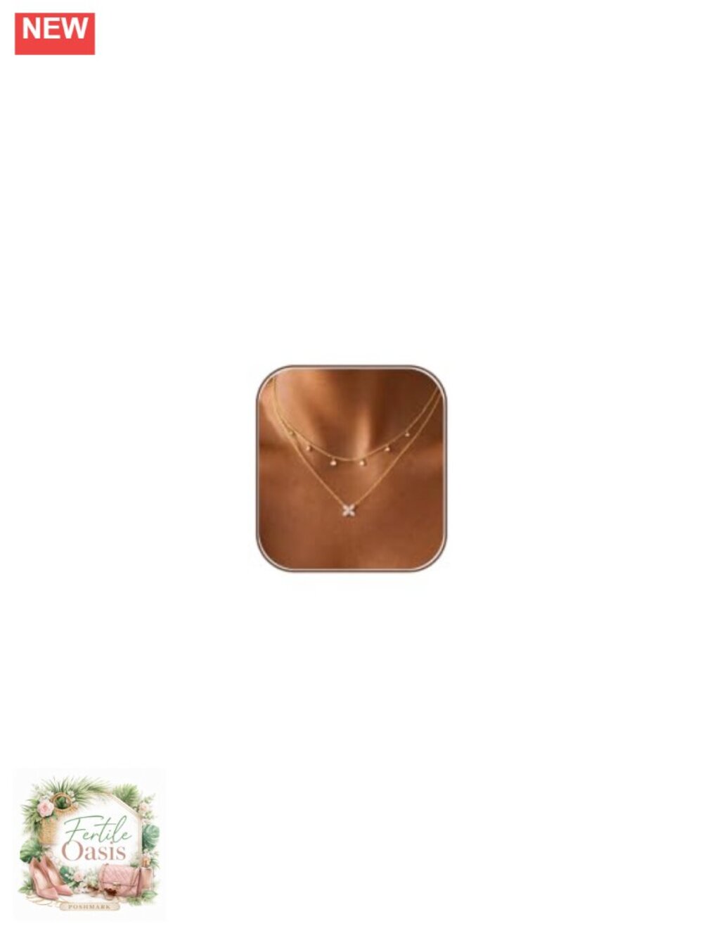 14k Gold Plated Layered Necklace Stack, Dainty CZ Choker Set, Waterproof Non